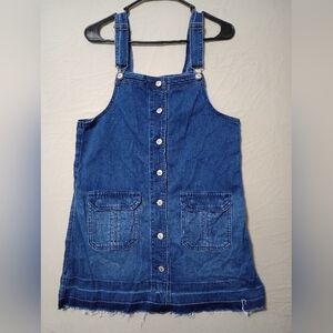 American Eagle Outfitters Blue Overalls with Frayed Hem
